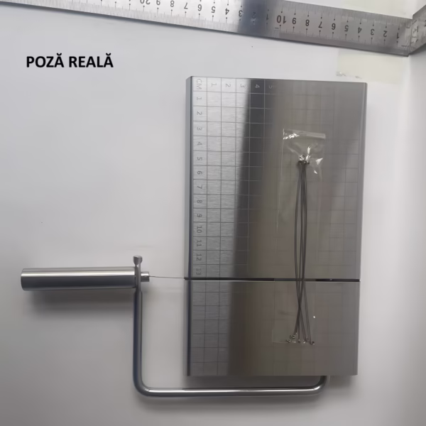 Feliator de Branza, Flippy, din Otel Inoxidabil, 5 Fire de Rezerva, Maner Ergonomic, Scara de Masurare, 24x21cm, Argintiu - imagine 2