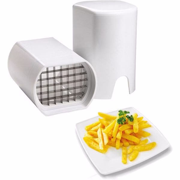 Feliator de Fructe si Legume, Flippy, din Plastic si Otel, Mecanic, Taiere 1.2 cm Grosime, 14 x 9.5 x 8 cm, Alb - imagine 1
