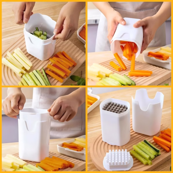 Feliator de Fructe si Legume, Flippy, din Plastic si Otel, Mecanic, Taiere 1.2 cm Grosime, 14 x 9.5 x 8 cm, Alb - imagine 4