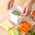 Feliator de Fructe si Legume, Flippy, din Plastic si Otel, Mecanic, Taiere 1.2 cm Grosime, 14 x 9.5 x 8 cm, Alb - imagine 7