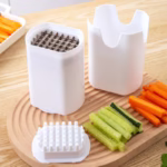 Feliator de Fructe si Legume, Flippy, din Plastic si Otel, Mecanic, Taiere 1.2 cm Grosime, 14 x 9.5 x 8 cm, Alb - imagine 8
