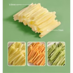 Feliator de Legume Multifunctional, Flippy, Taieturi Diferite, Razatoare pentru Bucatarie, Taietor de Cartofi, Presa Manuala, Pliabila, Extensibila, PP PET, 23.5x9.5x5.5 cm, Alb - imagine 7