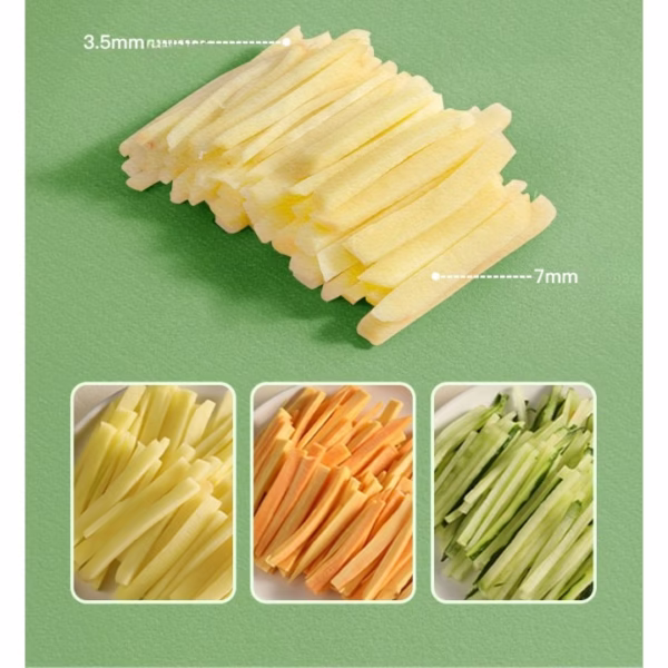 Feliator de Legume Multifunctional, Flippy, Taieturi Diferite, Razatoare pentru Bucatarie, Taietor de Cartofi, Presa Manuala, Pliabila, Extensibila, PP PET, 23.5x9.5x5.5 cm, Alb - imagine 7
