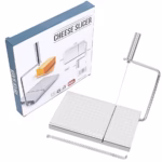 Feliator manual Flippy, pentru cascaval, salam, prajituri, unt, din otel inoxidabil, usor de curatat si utilizat, 5 lame de schimb incluse, picioare antiderapante, 21 x 12.2 x 2.8 cm, argintiu - imagine 2