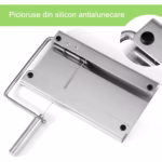 Feliator manual Flippy, pentru cascaval, salam, prajituri, unt, din otel inoxidabil, usor de curatat si utilizat, 5 lame de schimb incluse, picioare antiderapante, 21 x 12.2 x 2.8 cm, argintiu - imagine 3