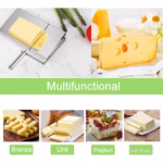 Feliator manual Flippy, pentru cascaval, salam, prajituri, unt, din otel inoxidabil, usor de curatat si utilizat, 5 lame de schimb incluse, picioare antiderapante, 21 x 12.2 x 2.8 cm, argintiu - imagine 6