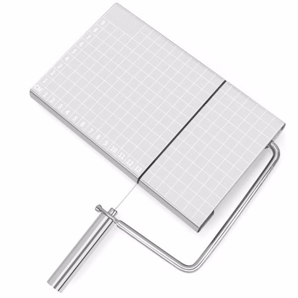 Feliator manual Flippy, pentru cascaval, salam, prajituri, unt, din otel inoxidabil, usor de curatat si utilizat, 5 lame de schimb incluse, picioare antiderapante, 21 x 12.2 x 2.8 cm, argintiu - imagine 1