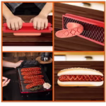 Feliator manual pentru hot-dog Flippy, crestare carnati si hot-dog, manual, potrivit pentru gratar, 29.5 x 6.5 cm, din inox si ABS, rosu - imagine 3