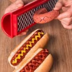 Feliator manual pentru hot-dog Flippy, crestare carnati si hot-dog, manual, potrivit pentru gratar, 29.5 x 6.5 cm, din inox si ABS, rosu - imagine 4