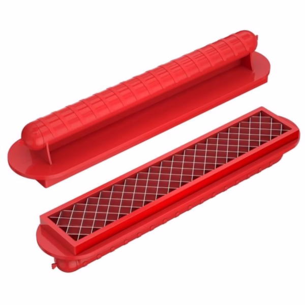 Feliator manual pentru hot-dog Flippy, crestare carnati si hot-dog, manual, potrivit pentru gratar, 29.5 x 6.5 cm, din inox si ABS, rosu - imagine 1