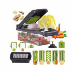 Feliator Multifunctional, Flippy, Razatoare, 8 in 1, pentru Fructe si Legume, 10 Piese, Lame de Inox, Recipient Stocare, Separator Oua, Protectie Mana, ABS, 32.2x11.3 cm, Verde/Gri - imagine 6