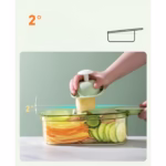 Feliator Multifunctional, Flippy, 3 in 1, pentru Fructe si Legume, 6 Piese, Maner, Lame de Inox, Recipient Stocare, Protectie Mana, ABS, 35x12x9.4 cm, Verde - imagine 5
