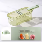 Feliator Multifunctional, Flippy, 3 in 1, pentru Fructe si Legume, 6 Piese, Maner, Lame de Inox, Recipient Stocare, Protectie Mana, ABS, 35x12x9.4 cm, Verde - imagine 7