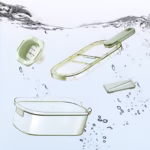 Feliator Multifunctional, Flippy, 6 in 1, pentru Fructe si Legume, 9 Piese, Maner, Lame de Inox, Recipient Stocare, Protectie Mana, ABS, 35x12x9.4 cm, Verde - imagine 9