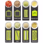Feliator Multifunctional, Flippy, Razatoare, 8 in 1, pentru Fructe si Legume, 10 Piese, Lame de Inox, Recipient Stocare, Separator Oua, Protectie Mana, ABS, 67.5x38.5x49.5 cm, Verde/Alb - imagine 2