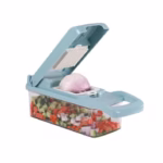 Feliator Multifunctional, Flippy, Razatoare, 8 in 1, pentru Fructe si Legume, 10 Piese, Lame de Inox, Recipient Stocare, Separator Oua, Protectie Mana, ABS, 32.2x11.3 cm, Albastru/Alb - imagine 8