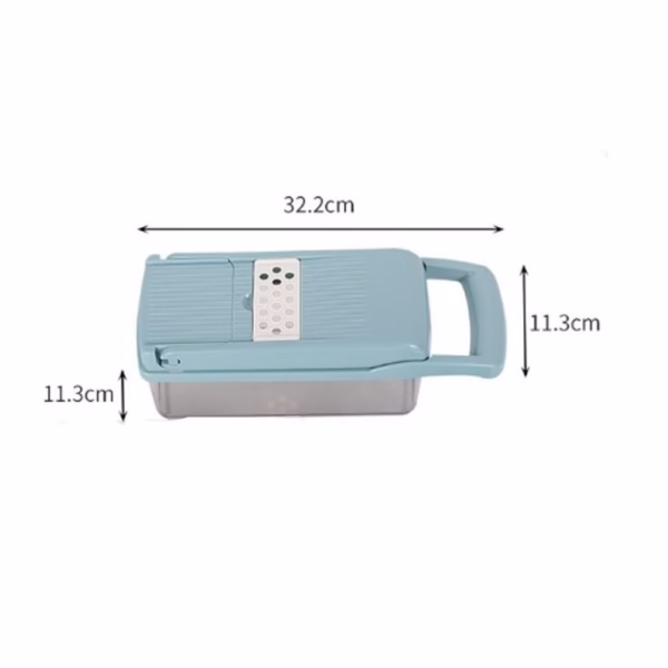Feliator Multifunctional, Flippy, Razatoare, 8 in 1, pentru Fructe si Legume, 10 Piese, Lame de Inox, Recipient Stocare, Separator Oua, Protectie Mana, ABS, 32.2x11.3 cm, Albastru/Alb - imagine 9