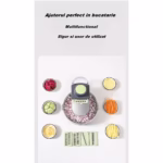 Feliator Multifunctional, Flippy, Razatoare, 8 in 1, pentru Fructe si Legume, 12 Piese, Lame de Inox, Recipient Stocare, Separator Oua, Protectie Mana, ABS, Gri/Verde, 29.5x9x21.8 cm - imagine 3