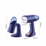 Aparat de Calcat Vertical Portabil cu Abur, Flippy, Putere 1500W, Rezervor Detasabil de 138ml, Priza, Functie Anti Calcar si Auto Curatare, Pliabil, cu Perie, 20x10.5x8 cm, Albastru - imagine 9