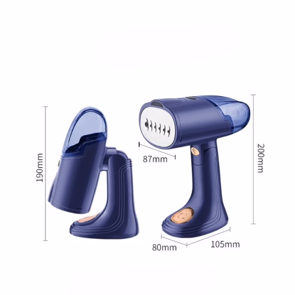 Aparat de Calcat Vertical Portabil cu Abur, Flippy, Putere 1500W, Rezervor Detasabil de 138ml, Priza, Functie Anti Calcar si Auto Curatare, Pliabil, cu Perie, 20x10.5x8 cm, Albastru - imagine 9