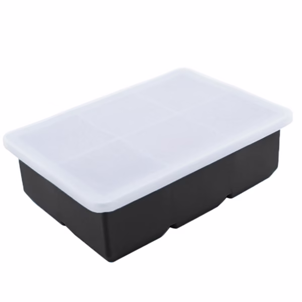 Forma pentru Gheata, Flippy, 6 Forme Patrate cu Capac, din Silicon, 17 x 12 x 6 cm, Negru - imagine 2