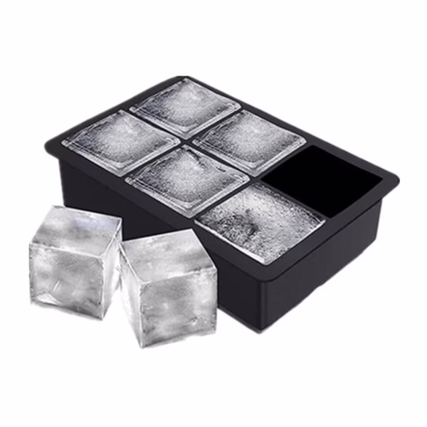 Forma pentru Gheata, Flippy, 6 Forme Patrate cu Capac, din Silicon, 17 x 12 x 6 cm, Negru - imagine 1