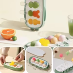 Forma pentru inghetata Flippy, 4 compartimente, forme cu animalute, materialsilicon si ABS, 21 x 12.8 x 3cm, verde - imagine 2