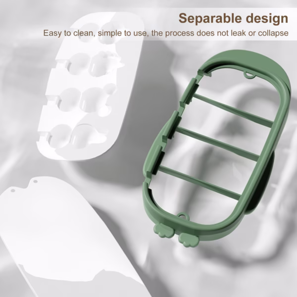 Forma pentru inghetata Flippy, 4 compartimente, forme cu animalute, materialsilicon si ABS, 21 x 12.8 x 3cm, verde - imagine 6