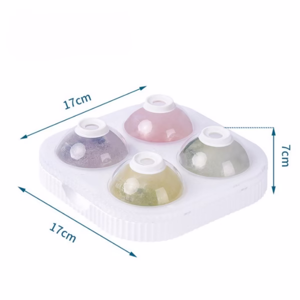 Forma Sfere de Gheata pentru Wiskey si Cocktail-uri Flippy, 4 Sfere, Material Plastic/Silicon Alimentar, Diametru 6.5 cm, cu Orificiu Tip Palnie pentru Umplere, 17 x 17 x 7 cm, Alb - imagine 7