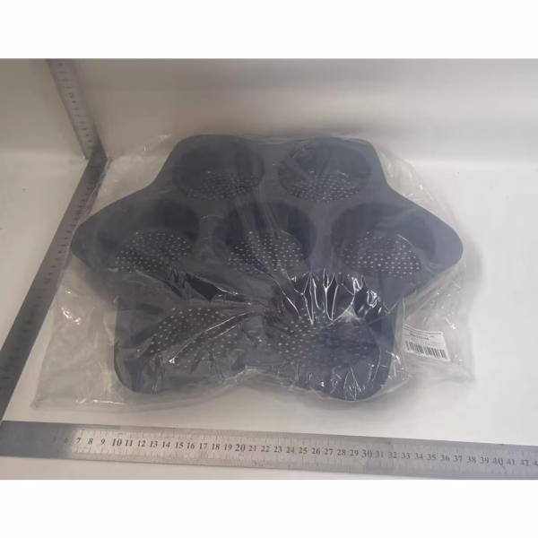 Forme de Silicon pentru Copt, Flippy, 7 Forme Rotiunde, pentru Burgeri si Prajituri, 38.5 x 4 cm, Negru - imagine 2