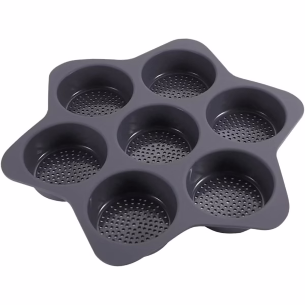Forme de Silicon pentru Copt, Flippy, 7 Forme Rotiunde, pentru Burgeri si Prajituri, 38.5 x 4 cm, Negru - imagine 7