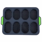 Forme de Silicon pentru Copt, Flippy, 8 Forme Ovale, pentru Paine si Prajituri, 34.5 x 23.8 x 2.5 cm, Negru/Verde - imagine 4