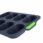 Forme de Silicon pentru Copt, Flippy, 8 Forme Ovale, pentru Paine si Prajituri, 34.5 x 23.8 x 2.5 cm, Negru/Verde - imagine 5
