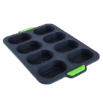 Forme de Silicon pentru Copt, Flippy, 8 Forme Ovale, pentru Paine si Prajituri, 34.5 x 23.8 x 2.5 cm, Negru/Verde - imagine 6