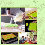 Forme de Silicon pentru Copt, Flippy, 8 Forme Ovale, pentru Paine si Prajituri, 34.5 x 23.8 x 2.5 cm, Verde/Roz - imagine 5