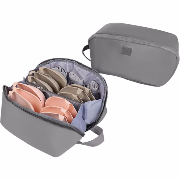 Geanta De Depozitare, Flippy 3 In 1, Portabila, Pentru Lenjerie, Sutiene Si Sosete, Multi-Functionala, Pentru Bagaj, Calatorii Si Afaceri, 23 x 13 x 13, Gri - imagine 4