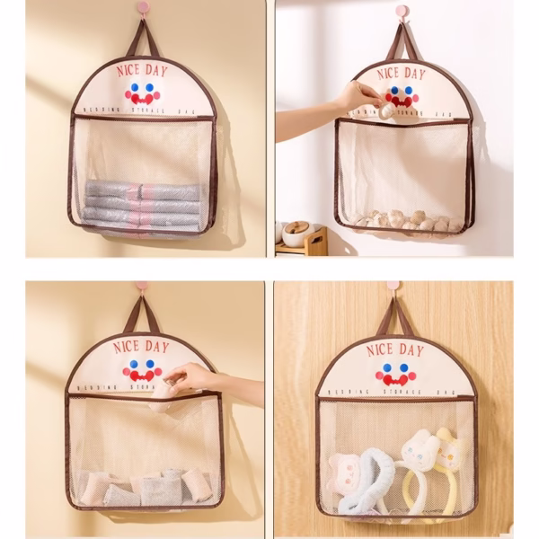 Geanta de Depozitare, Flippy, Tip Saculet, de Agatat, Multifunctionala, din Plasa, 40 x 10 x 44 cm, Maro - imagine 3