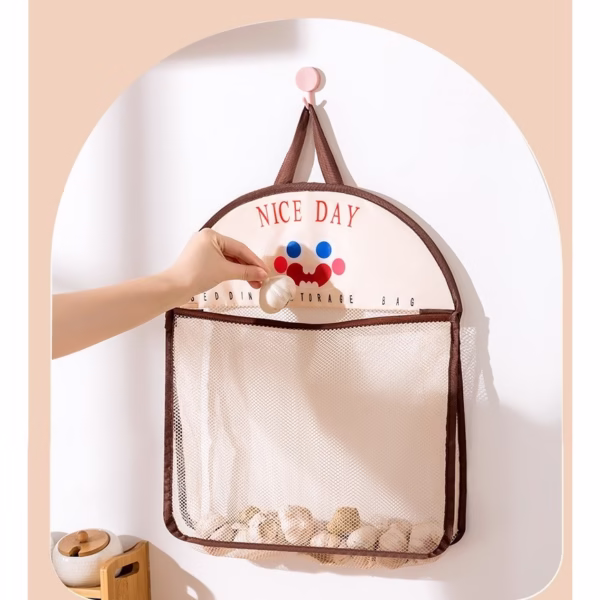 Geanta de Depozitare, Flippy, Tip Saculet, de Agatat, Multifunctionala, din Plasa, 40 x 10 x 44 cm, Maro - imagine 6