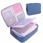 Geanta Flippy pentru Depozitare Acte si Documente, Facturi, Carduri, cu Cod de Securitate, 2 Compartimente, Impermeabila, 37 x 10.5 x 27 cm, Albastru Marin - imagine 6