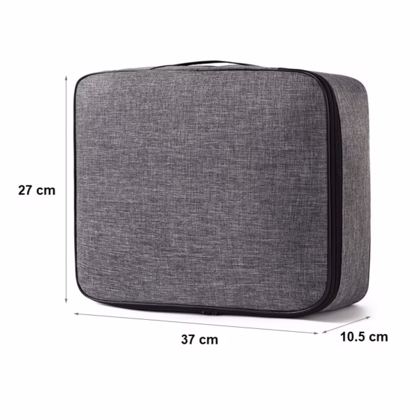 Geanta pentru Depozitare Acte si Documente, Flippy, 1 Compartiment mare cu Curele Interioare, Impermeabila, 37 x 10.5 x 27 cm, Gri - imagine 2