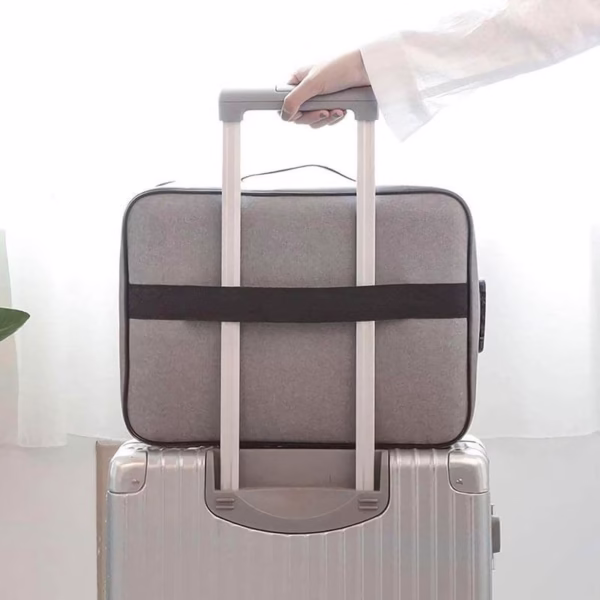 Geanta Flippy pentru Depozitare Acte si Documente, Facturi, Carduri, cu Cod de Securitate, 5 Compartimente, Impermeabila, 37 x 20 x 27 cm, Gri - imagine 6