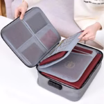 Geanta Flippy pentru Depozitare Acte si Documente, Facturi, Carduri, cu Cod de Securitate, 5 Compartimente, Impermeabila, 37 x 20 x 27 cm, Gri - imagine 7