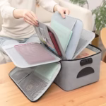 Geanta Flippy pentru Depozitare Acte si Documente, Facturi, Carduri, cu Cod de Securitate, 5 Compartimente, Impermeabila, 37 x 20 x 27 cm, Gri - imagine 9