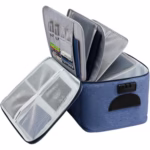Geanta Flippy pentru Depozitare Acte si Documente, Facturi, Carduri, cu Cod de Securitate, 5 Compartimente, Impermeabila, 37 x 20 x 27 cm, Albastru