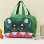 Geantă Frigorifică, Flippy, cu Desene Animat 3D, Portabilă pentru Copii, de Prânz, din Pânză Oxford, 27.5x18x20 cm, Model Crocodil, Verde - imagine 7