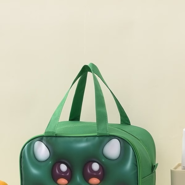 Geantă Frigorifică, Flippy, cu Desene Animat 3D, Portabilă pentru Copii, de Prânz, din Pânză Oxford, 27.5x18x20 cm, Model Crocodil, Verde - imagine 8