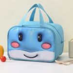 Geantă Frigorifică, Flippy, cu Desene Animat 3D, Portabilă pentru Copii, de Prânz, din Pânză Oxford, 27.5x18x20 cm, Model Balena, Albastru - imagine 6
