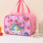 Geantă Frigorifică, Flippy, cu Desene Animat 3D, Portabilă pentru Copii, de Prânz, din Pânză Oxford, 27.5x18x20 cm, Model Unicorn, Roz - imagine 9