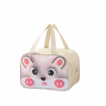 Geantă Frigorifică, Flippy, cu Desene Animat 3D, Portabilă pentru Copii, de Prânz, din Pânză Oxford, 27.5x18x20 cm, Model Soricel, Bej
