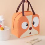 Geantă Frigorifică, Flippy, cu Desene Animat, Portabilă pentru Copii, de Prânz, din Pânză Oxford, 22x14x19 cm, Model Catelus, Maro - imagine 3